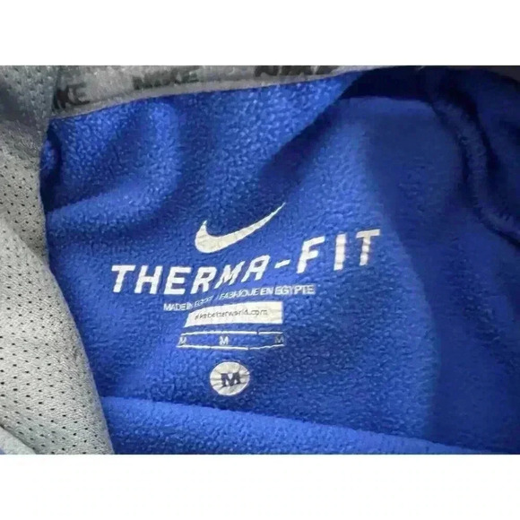 Nike Therma Fit Men's Hoodie Medium Blue Fleece Lined Pullover Sweatshirt 946 - Picture 3 of 3